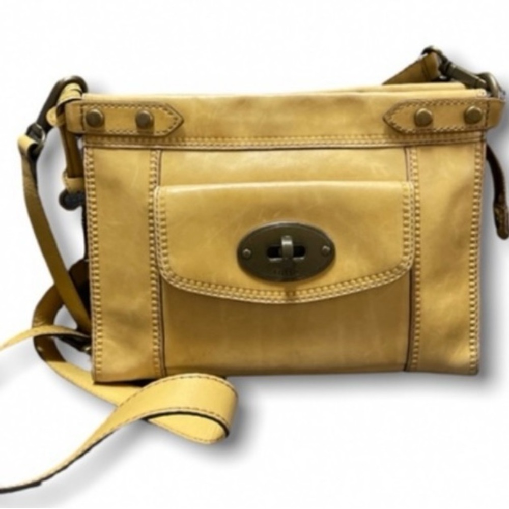 FOSSIL VINTAGE Yellow Leather Crossbody Bag🟡
